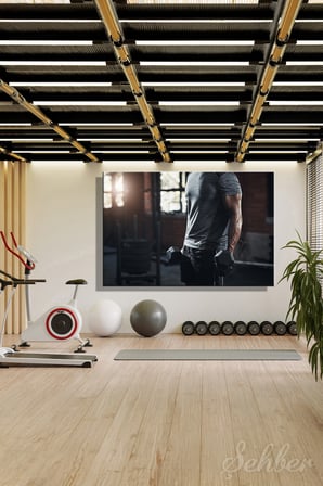Dekoratif Yatay Kanvas Tablo Tekli Spor Salonu Fitness Eğitimi Dambıl Egzersiz Yapan Erkek 2436
