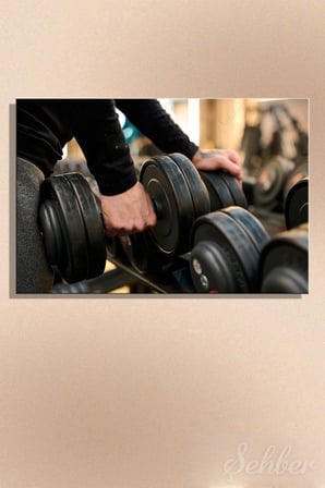 Yatay Kanvas Tablo Tekli Spor Salonu Fitness Eğitimi Dambıl Ağırlık Egzersiz 2438