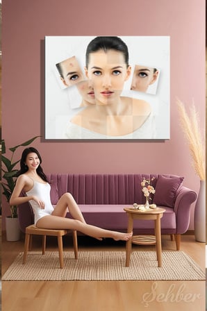 Dekoratif Yatay Kanvas Tablo Tekli Kuaför Güzellik Salonu Makyaj Nail Art Dermatolojik Hizmetler 2447