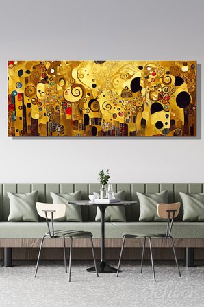 Panoramik Yatay Kanvas Tablo Tekli Ev Kafe Ofis Gustav Klimt Hayat Ağacı The Tree of Life 2549