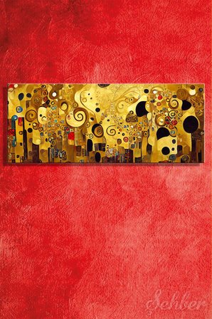 Panoramik Yatay Kanvas Tablo Tekli Ev Kafe Ofis Gustav Klimt Hayat Ağacı The Tree of Life 2549