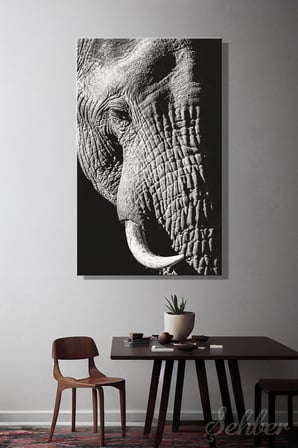 Dekoratif Dikey Kanvas Tablo Tekli Ev Kafe Ofis Siyah Beyaz Afrika Bush Fili 2560