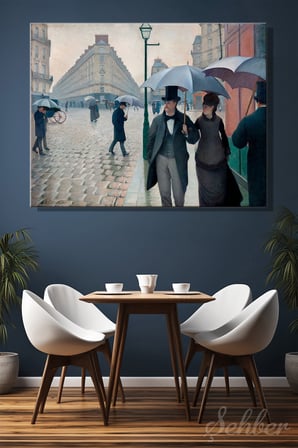 Yatay Kanvas Tablo Tekli Ev Kafe Ofis Gustave Caillebotte Paris Caddesi Yağmurlu Gün 2571