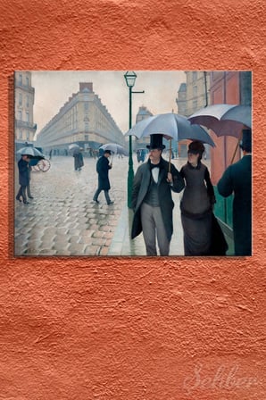 Yatay Kanvas Tablo Tekli Ev Kafe Ofis Gustave Caillebotte Paris Caddesi Yağmurlu Gün 2571