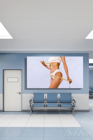 Kanvas Tablo Yatay Tekli  Güzellik Merkezi Klinik Diyetisyen Belini Ölçen Kadın Fotoğraf 2579