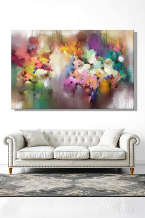 Kanvas Tablo Yatay Tekli Ev Kafe Ofis Hazy Watercolour Flowers Bulanık Sulu Boya Çiçekler 2584