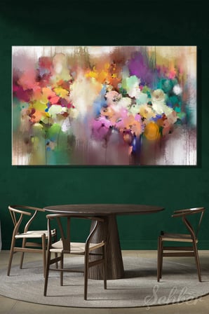 Kanvas Tablo Yatay Tekli Ev Kafe Ofis Hazy Watercolour Flowers Bulanık Sulu Boya Çiçekler 2584