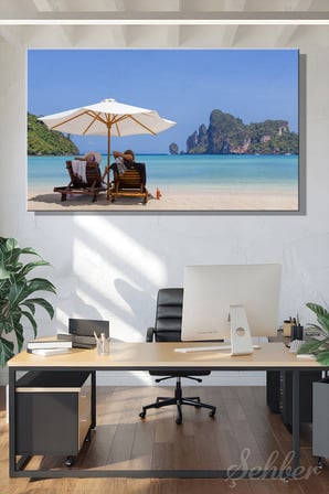 Kanvas Tablo Yatay Tekli Ev Kafe Ofis Tayland Phi Phi Adası Sahilinde Dinlenen Bir Çift 2632