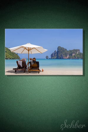 Kanvas Tablo Yatay Tekli Ev Kafe Ofis Tayland Phi Phi Adası Sahilinde Dinlenen Bir Çift 2632