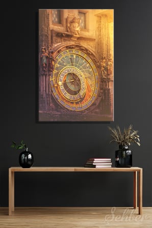 Kanvas Tablo Dikey Tekli Ev Kafe Ofis Eski Şehir Meydanı Prag Astronomik Saati Orloj 2633