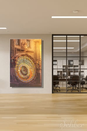 Kanvas Tablo Dikey Tekli Ev Kafe Ofis Eski Şehir Meydanı Prag Astronomik Saati Orloj 2633