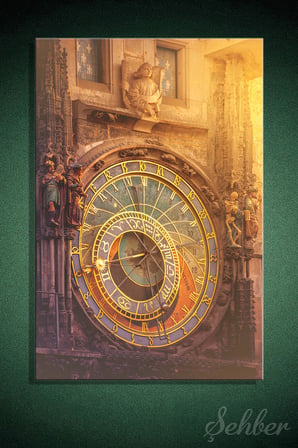 Kanvas Tablo Dikey Tekli Ev Kafe Ofis Eski Şehir Meydanı Prag Astronomik Saati Orloj 2633