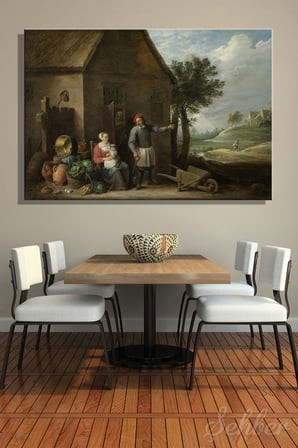 Kanvas Tablo Yatay Tekli Ev Kafe Ofis David Teniers The Younger Çiftlik Evinde Çocuklu Bir Aile 2647