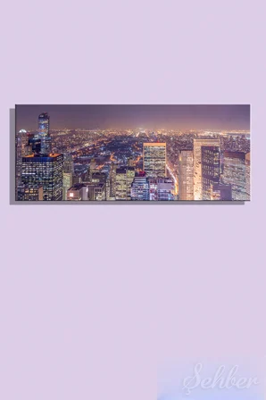 Kanvas Tablo Panoramik Yatay Tekli Ev Kafe Ofis New York Central Park Gece Manzarası 2655