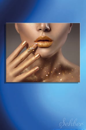 Yatay Kanvas Tablo Tekli Kuaför Güzellik Salonu Makyaj Nail Art Manikür Yakın Çekim Portre 2657