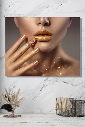 Yatay Kanvas Tablo Tekli Kuaför Güzellik Salonu Makyaj Nail Art Manikür Yakın Çekim Portre 2657