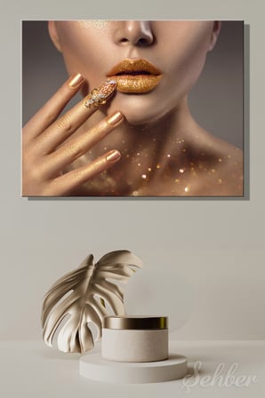 Yatay Kanvas Tablo Tekli Kuaför Güzellik Salonu Makyaj Nail Art Manikür Yakın Çekim Portre 2657