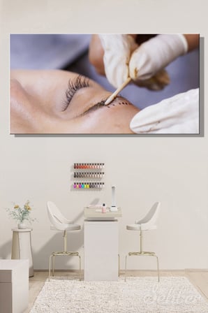 Panoramik Yatay Kanvas Tablo Tekli Kuaför Güzellik Salonu Microblading Kalıcı Makyaj 2699