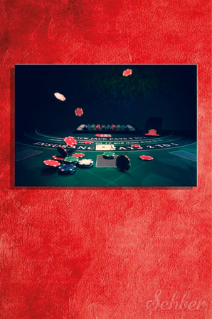 Dekoratif Yatay Kanvas Tablo Tekli Ev Kafe Ofis Renkli Poker Fişleri Ve Oyun Kartları 2704