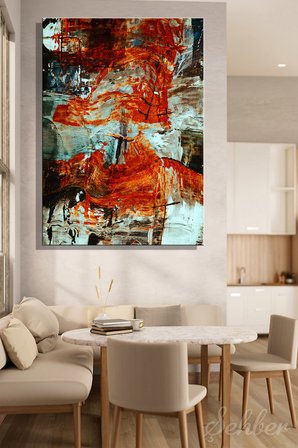Yatay Tekli Kanvas Tablo Modern Ev Kafe Ofis Turuncu Siyah Tonlarda Soyut Duvar Sanatı 2711