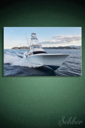 Kanvas Tablo Yatay Tekli Ev Kafe Ofis Beyaz Renkli Geniş Viking Sportfishing Boat 2732