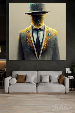 Kare Kanvas Tablo Tekli Ev Kafe Ofis Zengin Adam Zenginlik Sembolü Dijital Sanat 2740