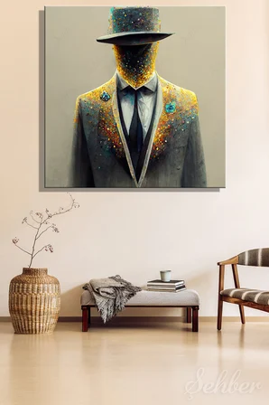 Kare Kanvas Tablo Tekli Ev Kafe Ofis Zengin Adam Zenginlik Sembolü Dijital Sanat 2740