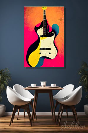 Dikey Kanvas Tablo Tekli Ev Kafe Ofis Canlı Renklerle Yapılmış Elektro Gitar Tasviri Pop Sanat 2752