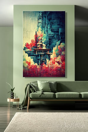 Kanvas Tablo Dikey Tekli Ev Kafe Ofis Cyberpunk Dystopia Ukiyo-e Japanese Retro Style Manzara 2755