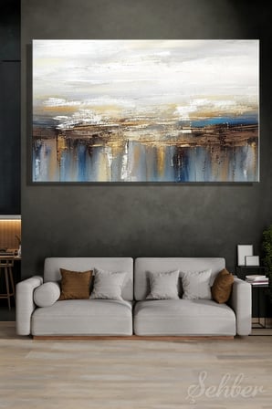 Yatay Kanvas Tablo Tekli Ev Kafe Ofis Gilded Earth Altın Varak Efekt Soyut Manzara tablosu 2760