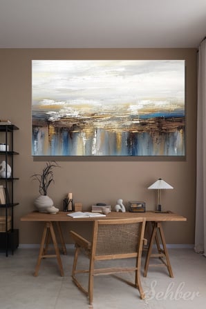 Yatay Kanvas Tablo Tekli Ev Kafe Ofis Gilded Earth Altın Varak Efekt Soyut Manzara tablosu 2760