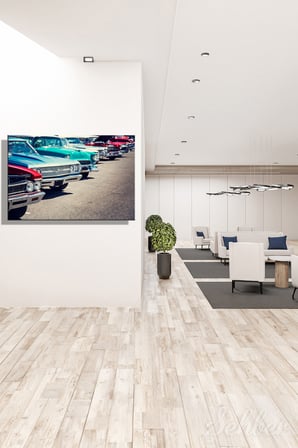 Kanvas Tablo Yatay Tekli Ev Kafe Ofis 1950'lere 1960'lara Ait Klasik Amerikan Otomobilleri 2761