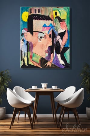 Dikey Kanvas Tablo Tekli Ev Kafe Ofis Ernst Ludwig Kirchner'in 1928 tarihli Otoportre Eseri 2775