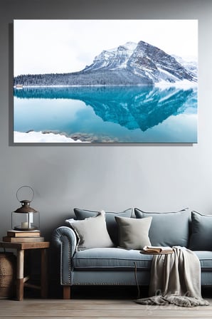Yatay Kanvas Tablo Tekli Ev Kafe Ofis Kanada Banff Ulusal Parkı Louise Gölü Kış Manzarası 2781