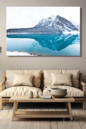 Yatay Kanvas Tablo Tekli Ev Kafe Ofis Kanada Banff Ulusal Parkı Louise Gölü Kış Manzarası 2781