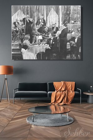 Yatay Kanvas Tablo Tekli Ev Kafe Ofis Caz Çağı First Nighters Siyah Beyaz Vintage Fotoğraf 2790