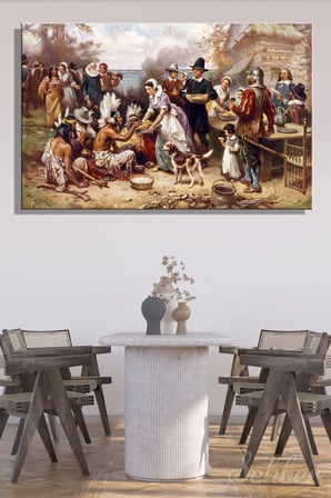 Yatay Kanvas Tablo Tekli Ev Kafe Ofis Jean Leon Gerome Ferris İlk Şükran Günü Eseri 2799
