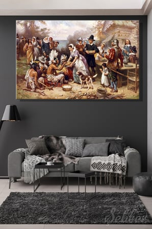 Yatay Kanvas Tablo Tekli Ev Kafe Ofis Jean Leon Gerome Ferris İlk Şükran Günü Eseri 2799