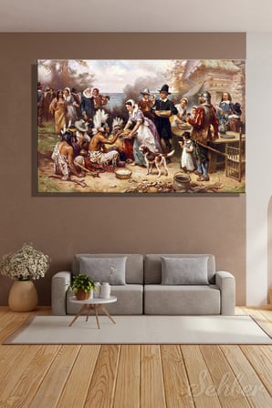 Yatay Kanvas Tablo Tekli Ev Kafe Ofis Jean Leon Gerome Ferris İlk Şükran Günü Eseri 2799