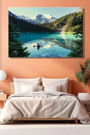 Yatay Kanvas Tablo Tekli Ev Kafe Ofis Kanada British Columbia Eyaleti  Joffre Gölleri 2805