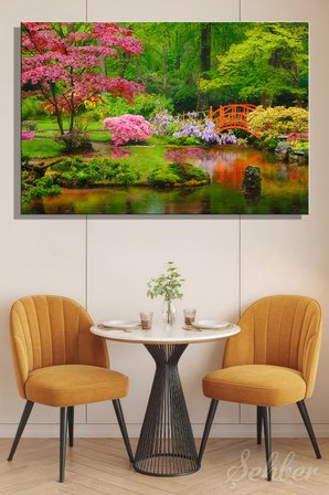 Kanvas Tablo Yatay Tekli Ev Kafe Ofis Hollanda Lahey Clingendael Parkı Japon Bahçesi Manzara 2865