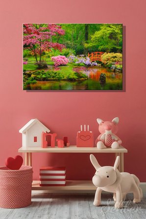 Kanvas Tablo Yatay Tekli Ev Kafe Ofis Hollanda Lahey Clingendael Parkı Japon Bahçesi Manzara 2865
