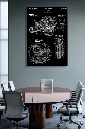 Dikey Kanvas Tablo Tekli T. J. Walsh Sinema Kamerası Tasarımı Patent Başvurusu 2872