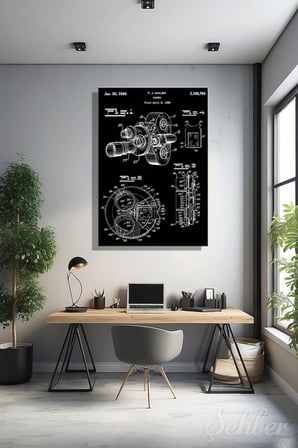 Dikey Kanvas Tablo Tekli T. J. Walsh Sinema Kamerası Tasarımı Patent Başvurusu 2872