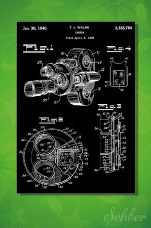 Dikey Kanvas Tablo Tekli T. J. Walsh Sinema Kamerası Tasarımı Patent Başvurusu 2872