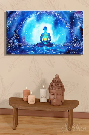 Kanvas Tablo Yatay Tekli  Yogo Meditasyon Ruh Sağlığı Ruhsal Şifa Soyut İllüstrasyon 2879