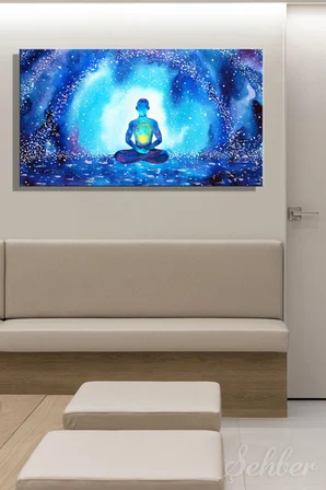 Kanvas Tablo Yatay Tekli  Yogo Meditasyon Ruh Sağlığı Ruhsal Şifa Soyut İllüstrasyon 2879