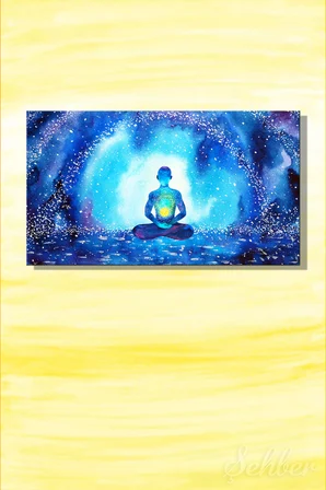 Kanvas Tablo Yatay Tekli  Yogo Meditasyon Ruh Sağlığı Ruhsal Şifa Soyut İllüstrasyon 2879