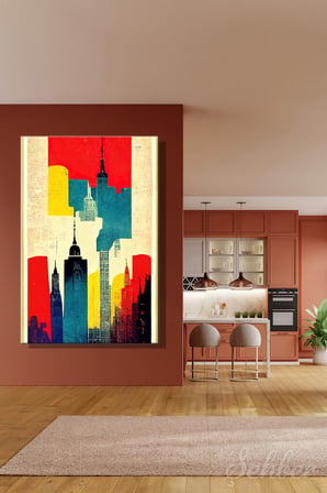 Dikey Kanvas Tablo Tekli Ev Kafe Ofis Pop Art Tarzı New York Şehri İkonik Silüeti Poster 2893