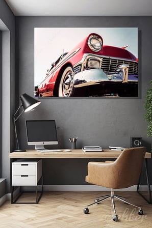 Yatay Kanvas Tablo Tekli Ev Kafe Ofis İkonik Krom Ön Tamponuyla Klasik 1956 Chevrolet Bel Air 2903